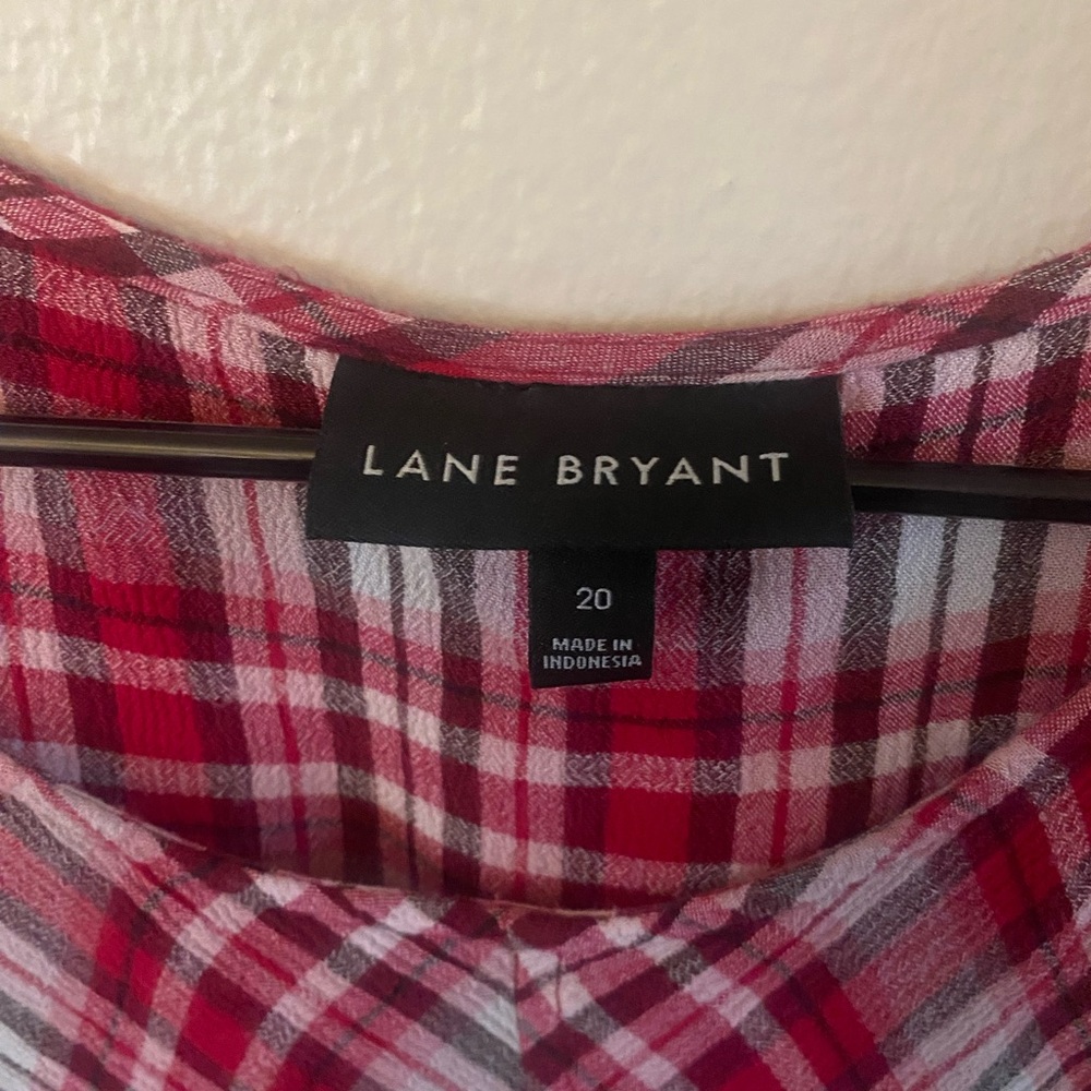 Lane Bryant Red and White Plaid Top
